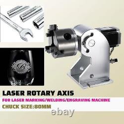 OMTech 80mm Fibre Laser à Chunk Rotation Axe de gravure laser avec attachement cylindre