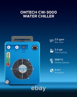 OMTech CW-3000 Refroidisseur d'eau pour graveur laser CO2 40W 50W avec 2 paquets de liquide de refroidissement