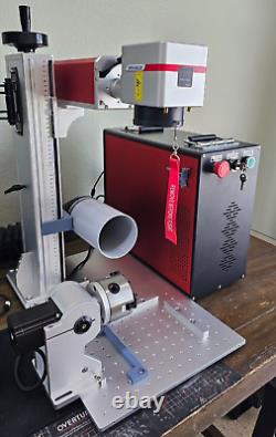 OMTech FM6969-30 Machine de gravure laser MOPA 30W Zone de 6,9 x 6,9 avec plateau rotatif de 80W.