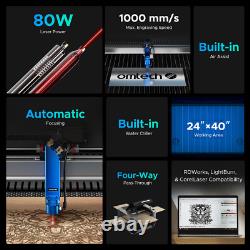 OMTech Graveur Laser CO2 80W Machine de Découpe avec Refroidisseur d'Eau Intégré Pro 2440