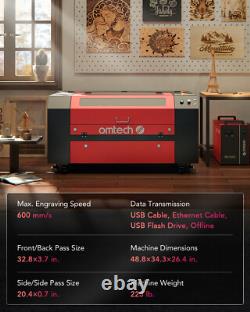 OMTech Graveur et découpeur laser CO2 60W Équipement de gravure et de découpe Système Ruida