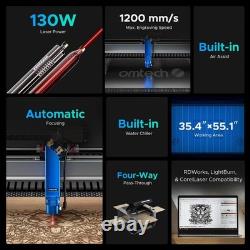 OMTech Pro 130W graveur laser CO2 35x55 avec refroidisseur d’eau CW5200 et autofocus - d’occasion