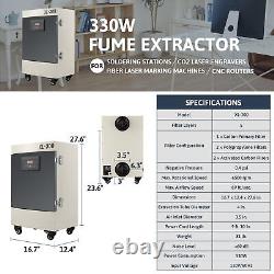 OMTech XL300 330W Extracteur de fumée avec filtre et télécommande pour graveur laser