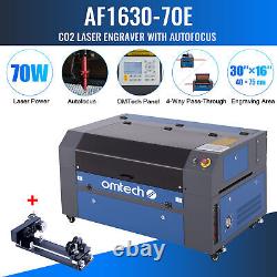 Omtech 70w 16x30 Co2 Laser Graveur Cutter Marker Autofocus Avec Axe Rotatif C
