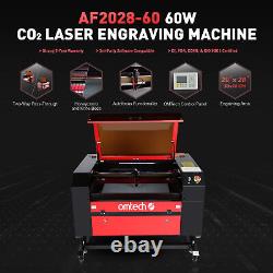 Omtech Co2 Laser Graveur Cutter 60w 28x20 Workbed Avec Axe De Rotation Autofocus