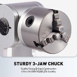 Outil De Marquage De Bijoux Omtech 80mm 3 Jaw Chuck 360 Rotary Axis Pour Gravure Laser