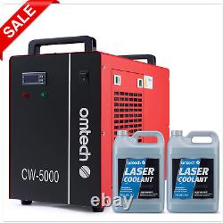 Refroidisseur d'eau OMTech CW5000 pour graveur laser CO2 avec pack de 2 liquides de refroidissement pour laser CO2