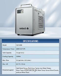 Refroidisseur d'eau industriel OMTech CW-5200 pour graveur, découpeur et marquage laser CNC au CO2