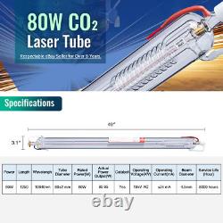 Tube laser CO2 80 W 1250 mm 80 mm pour machine de gravure et de découpe laser, puissance de pointe 95 W, utilisé