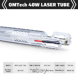 Tube laser CO2 OMTech 40W K40 700mm 1,300 heures pour graveur et découpeur laser CO2
