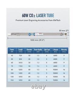 Tube laser CO2 OMTech 60W pour machine de gravure et de découpe laser, 1000mm 50mm Di
