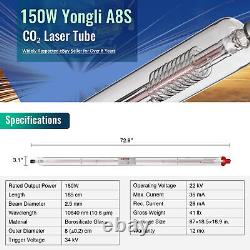 Tube laser OMTech 150W pour graveur et découpeur laser CO2, durée de vie de 12000 heures, YONGLI A8S