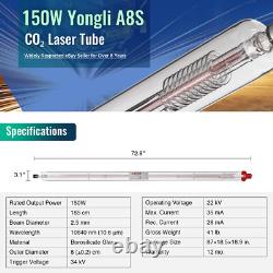 Tube laser OMTech 150 W robuste pour découpeuse-graveuse laser CO2, durée de vie de 12 000 h